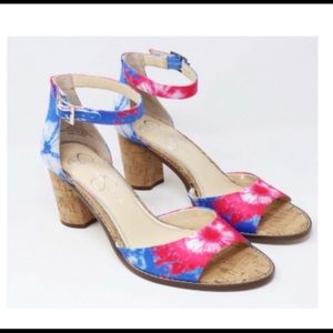 Jessica Simpson Maivel tie dye cork heels